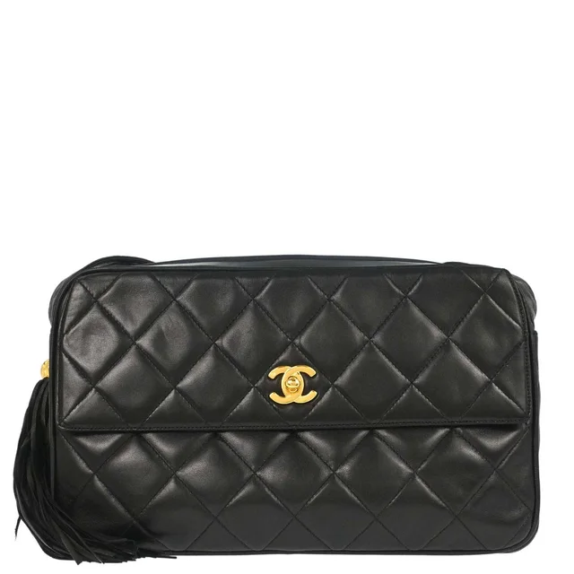 Chanel 1994-1996 Black Lambskin Camera Bag Large in Black Lambskin from AMORE Vintage Tokyo