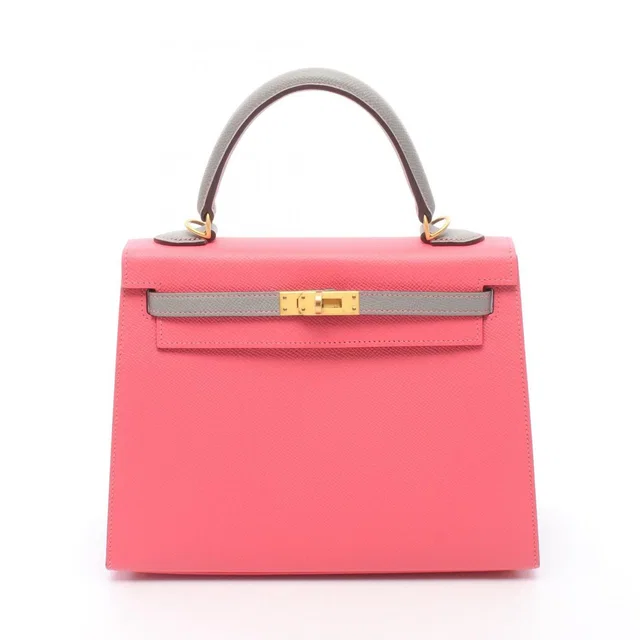 Hermès Handbag Kelly 25 Sellier 2-Way Rose Azalea Blue Glacier in Blue Epsom leather from The Reluxe