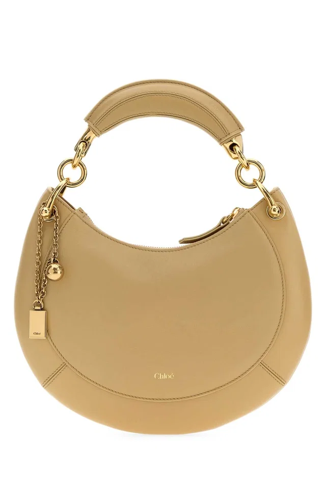 Chloé Curved Leather Shoulder Bag — Beige in Beige Leather from HEWI