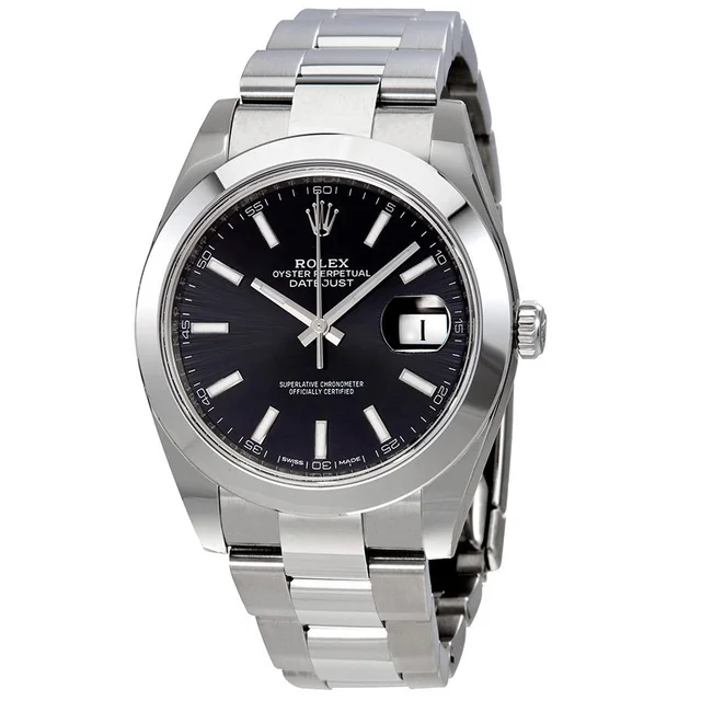 Rolex Datejust 41 Black Dial Automatic Stainless Steel Mens Watch 126300BKSO in silver|black|gray from Jomashop.com
