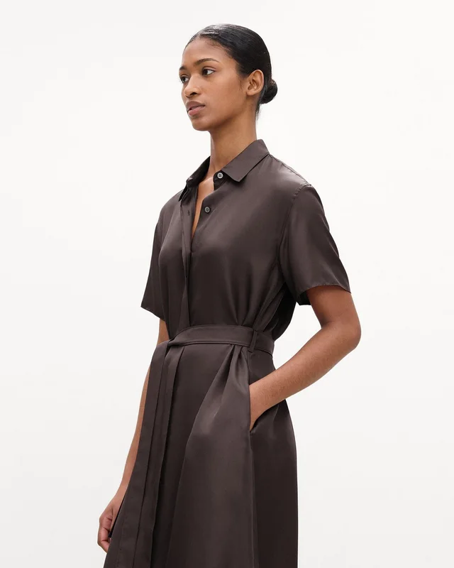 Theory Belted Shirt Dress in Mod Silk Twill, photo 5 of 7 from Theory