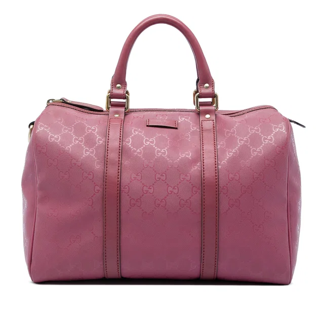 Pink Gucci Medium GG Imprime Joy Boston Bag in Pink Coated canvas from Designer Revival
