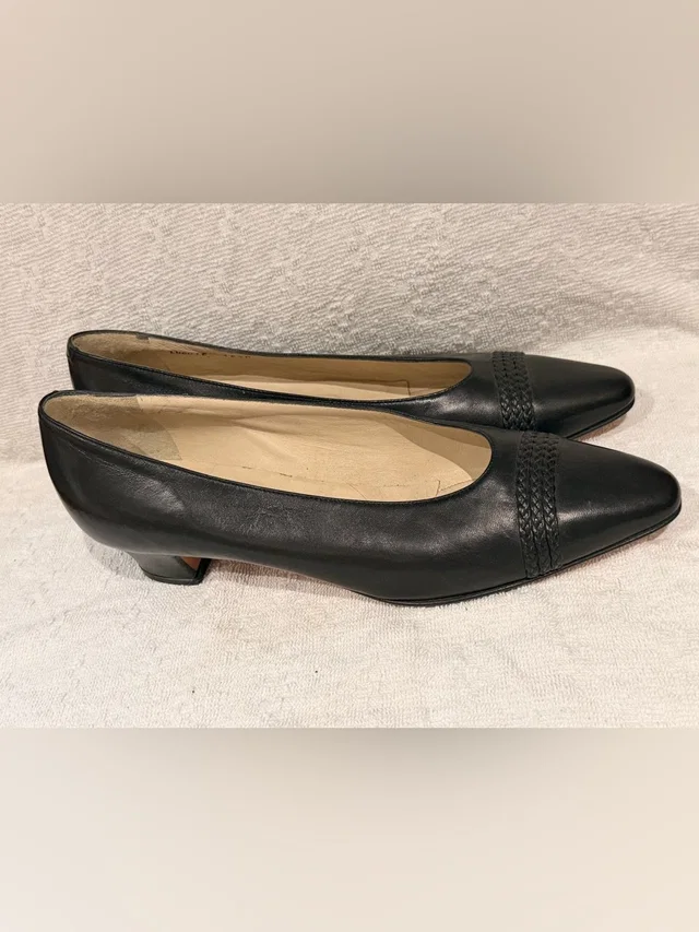 Bally Vintage Black Leather Low Heel Womens Pumps in black Leather from Poshmark