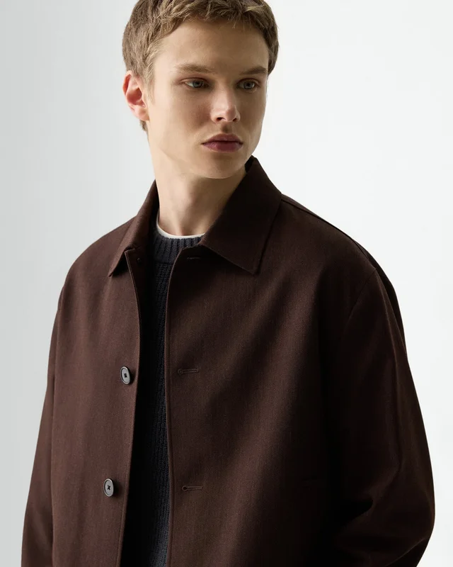 Theory Boxy Jacket in Twill Blend in ESPRESSO BEAN, photo 4 of 14 from Theory
