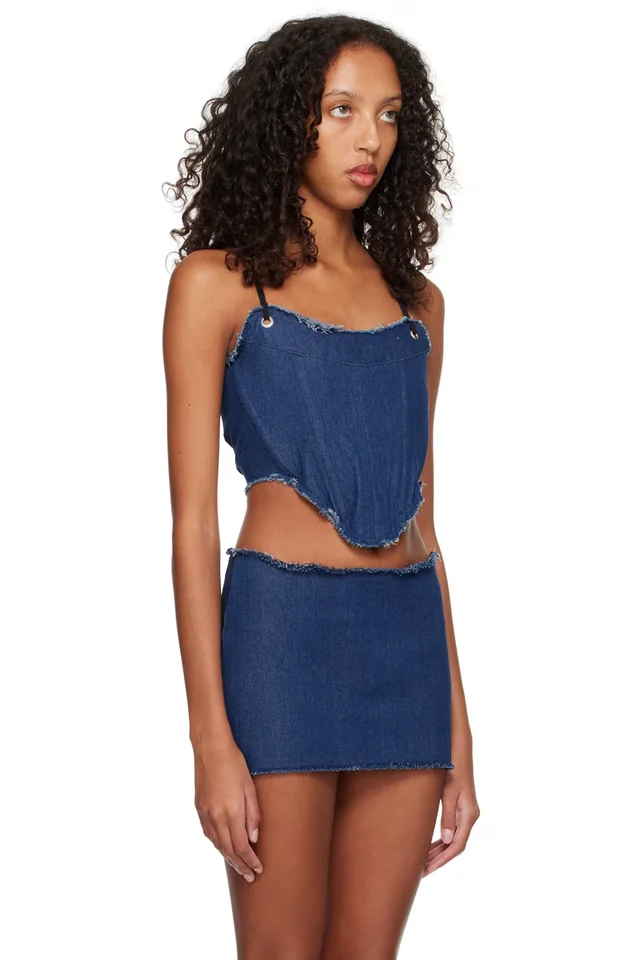 BINYA SSENSE Exclusive Blue Ruta Denim Tank Top, photo 2 of 4 from SSENSE