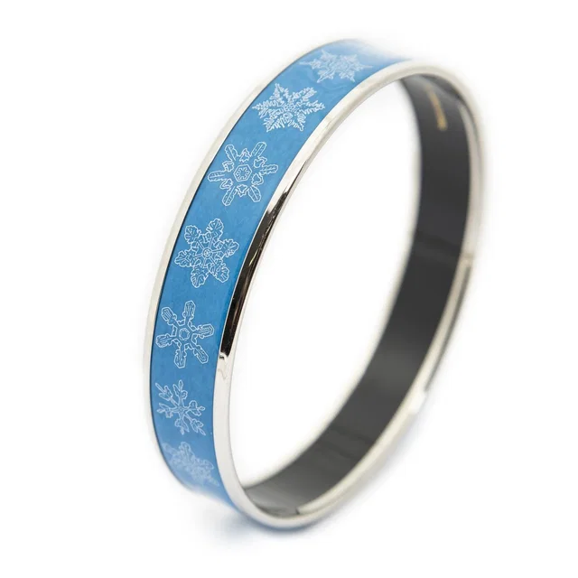 Hermès Enamel Bangle Blue Snowflake Motif Bracelet in Blue from The Reluxe