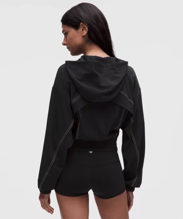 lululemon Define Hooded Track Jacket *Swift in Black/Light Ivory, photo 3 of 6 from lululemon