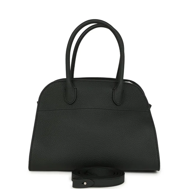 The Row Soft Margaux 10 Bag Dark Pine Calfskin Silver Hardware in Calfskin from Madison Avenue Couture