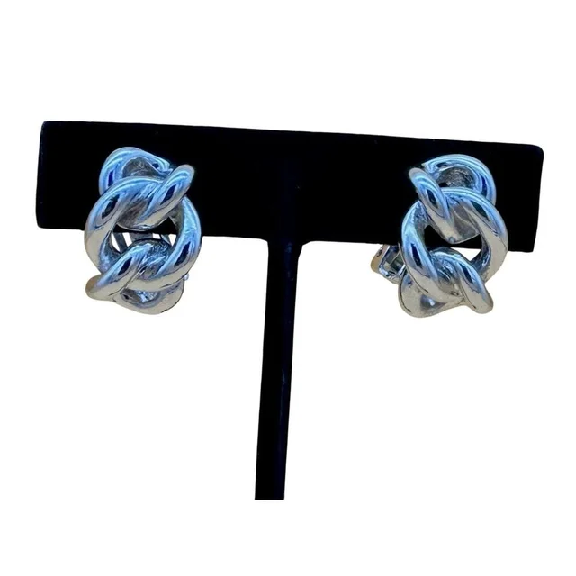 Dior Silver Tone Interlocking Curb Link Earrings, Vintage Signed in silver|gray from Poshmark