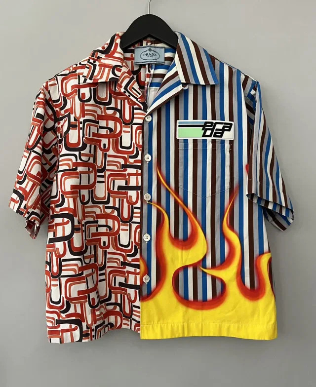 Prada Aw18 Flame Double Match Shirt, Men's (Size Medium) in multicolor from Grailed