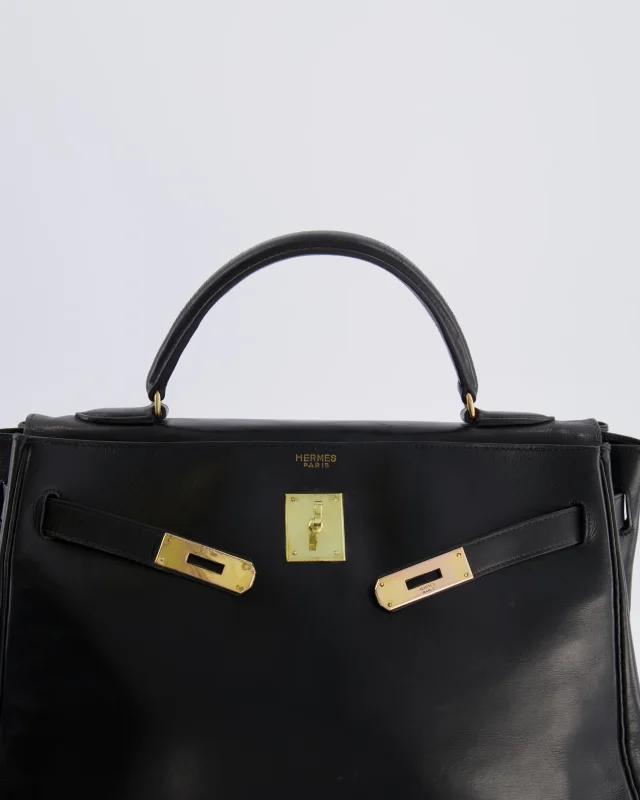 Hermès Vintage Kelly 32 Retourne Bag in Black Box leather from Sellier, photo 5 of 22