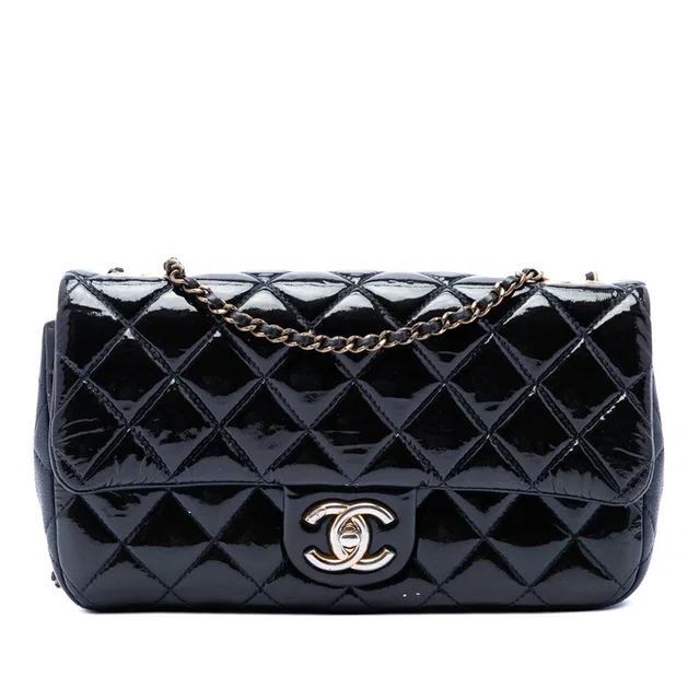 Blue Chanel Paris Salzburg Medium Patent and Goatskin CC Eyelet Flap Crossbody Bag in Blue Goatskin from Designer Revival, photo 1 of 1