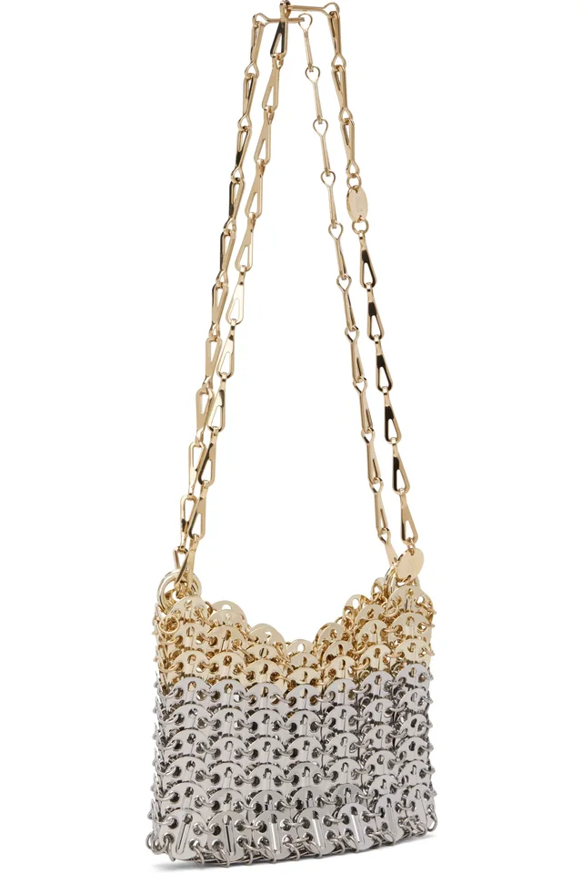 Rabanne Silver & Gold Iconic Nano 1969 Skyline Bag, photo 2 of 4 from SSENSE