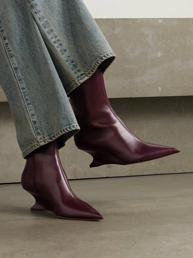 PARIS TEXAS Nina 50 leather wedge ankle boots in Red, photo 2 of 2 from NET-A-PORTER (Canada)