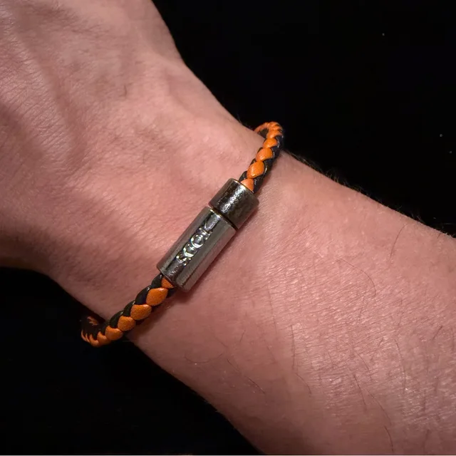 Tod's Bracelet Black Orange 8” Silver Tone Clasp Made In Italy in orange|black Woven leather from Poshmark
