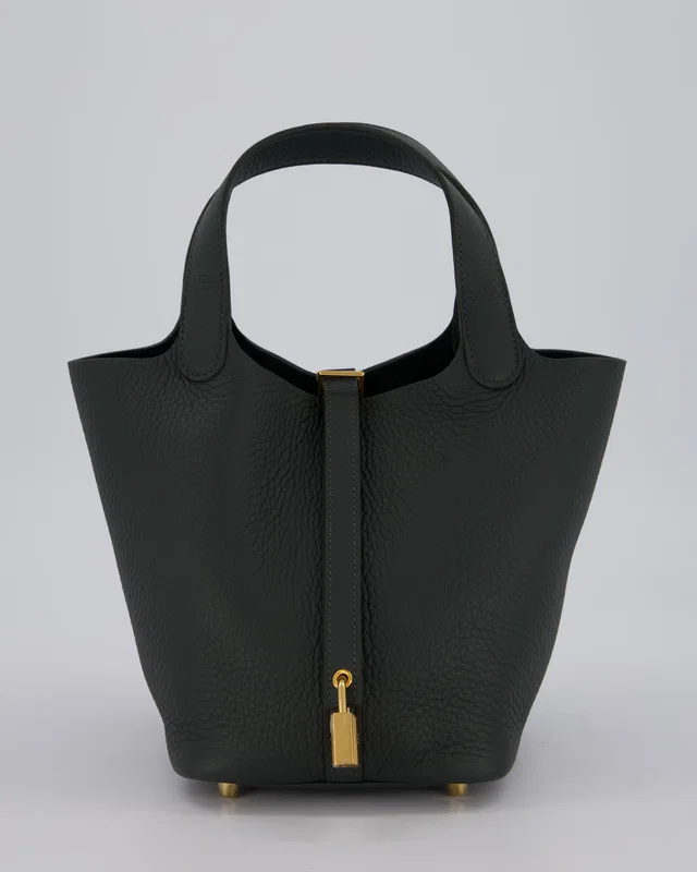 Hermès Picotin Lock 18 Bag in Green Clemence leather from Sellier