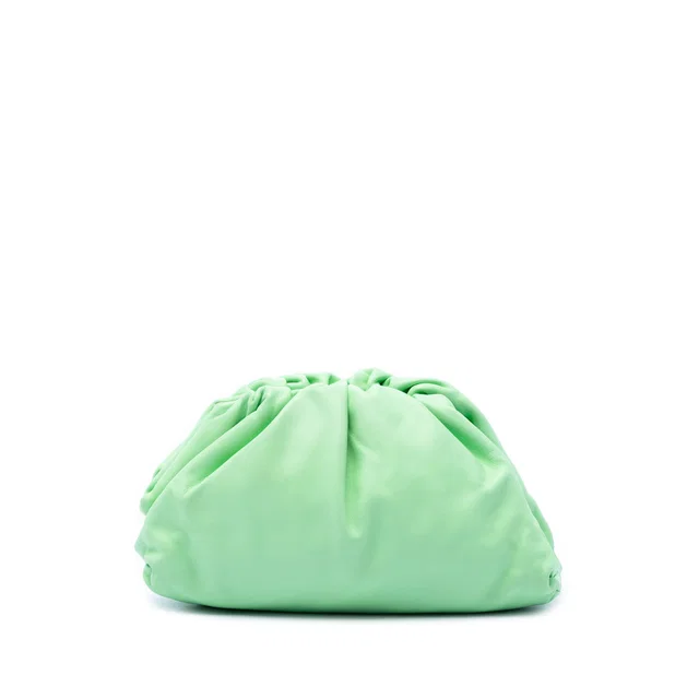 Green Bottega Veneta Teen Lambskin Pouch Clutch Bag in Green Lambskin from Designer Revival