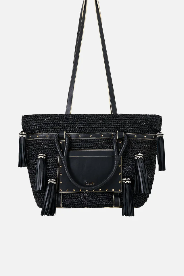 Camilla eBoutique RAFFIA TOTE WITH TASSELS SOLID BLACK from CAMILLA, photo 1 of 1