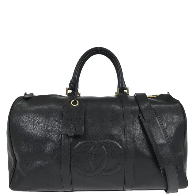 Chanel 1994-1996 Black Caviar Skin 2way Duffle Handbag in Black Caviar leather from AMORE Vintage Tokyo