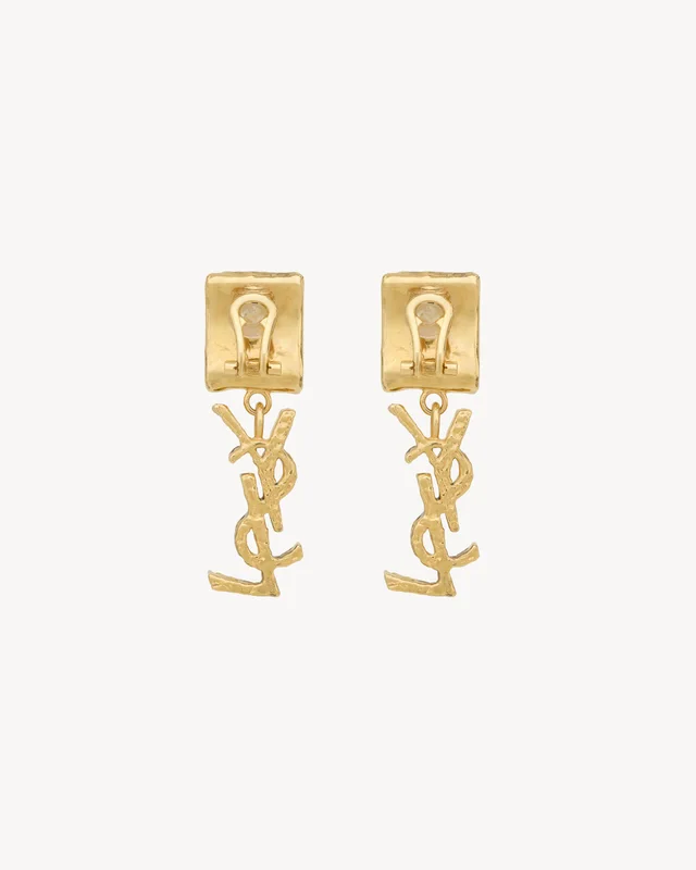 Saint Laurent Cassandre Enamel Drop Earrings, photo 3 of 3 from SENSER