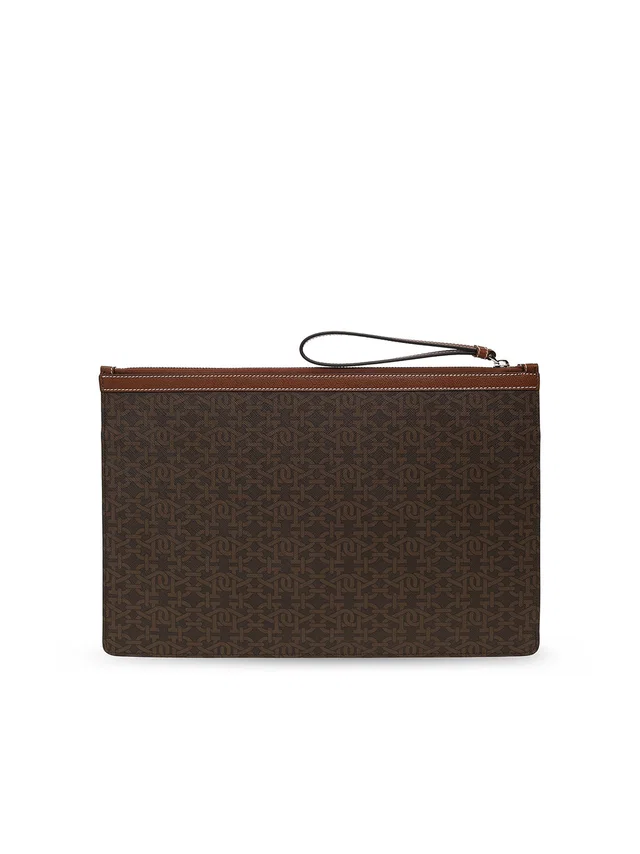 Bally Bollis Clutch — Brown Coated Canvas in Brown Coated canvas from HEWI