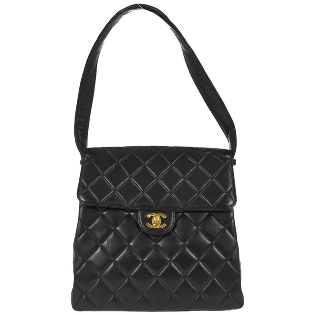 Chanel 1996-1997 Black Lambskin Double Sided Handbag in Black Lambskin from AMORE Vintage Tokyo