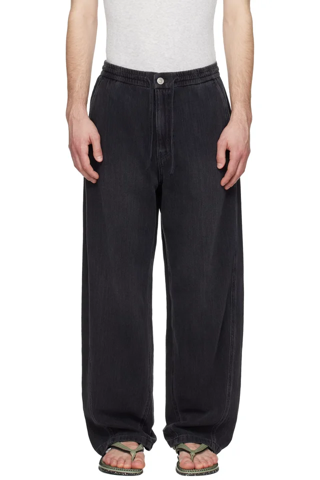 Solid Homme Navy Curved Jeans, image 1 of 1 from SSENSE