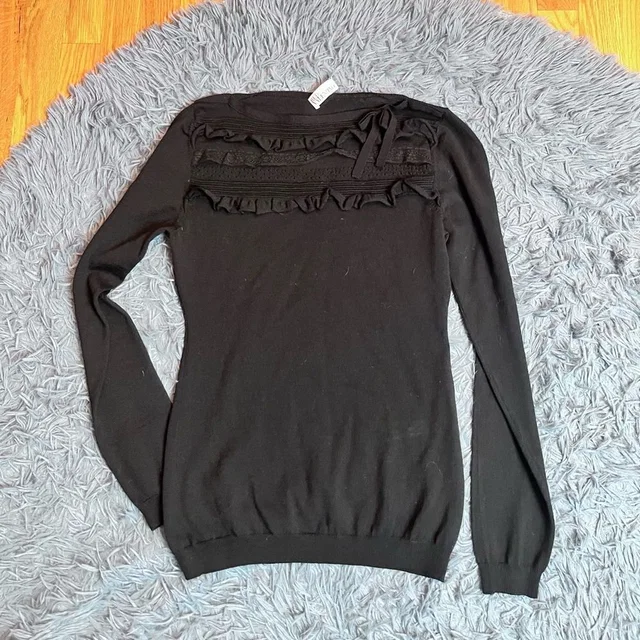 REDValentino Merino Wool Ruffled Sweater Size S in black Wool from Poshmark