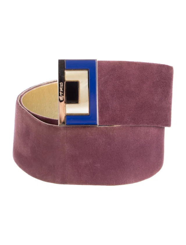 Etro Leather Waist Belt in purple|gold Leather from The RealReal