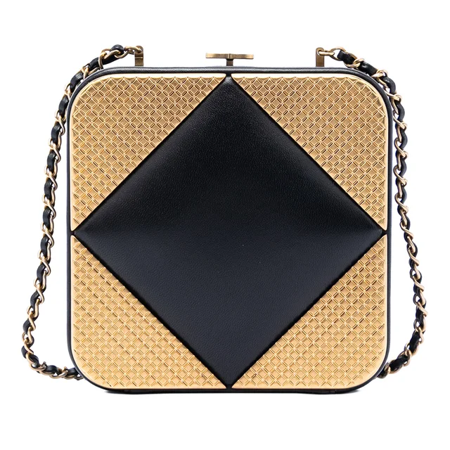 Black Chanel CC Lambskin and Metal Square Clutch with Chain Crossbody Bag in Black Lambskin from Designer Revival, photo 1 of 1