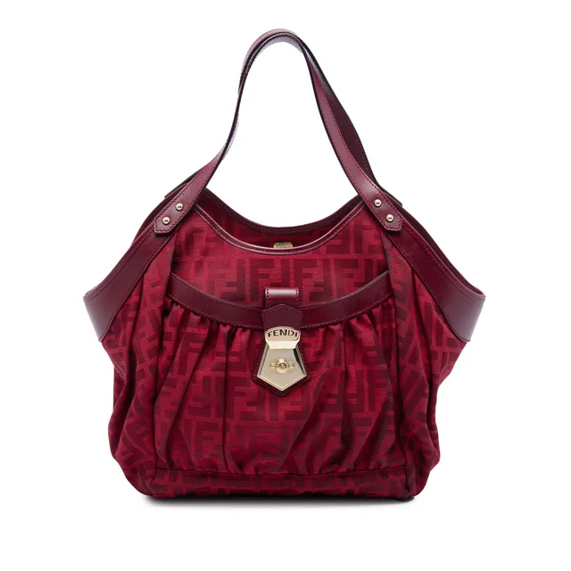 Red Fendi Zucca Canvas Chef Tote in Red Canvas from Designer Revival