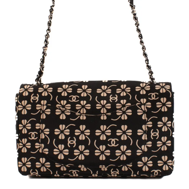 Chanel Vintage CC Clover Fabric Medium Classic Flap Bag from Labellov, photo 2 of 2