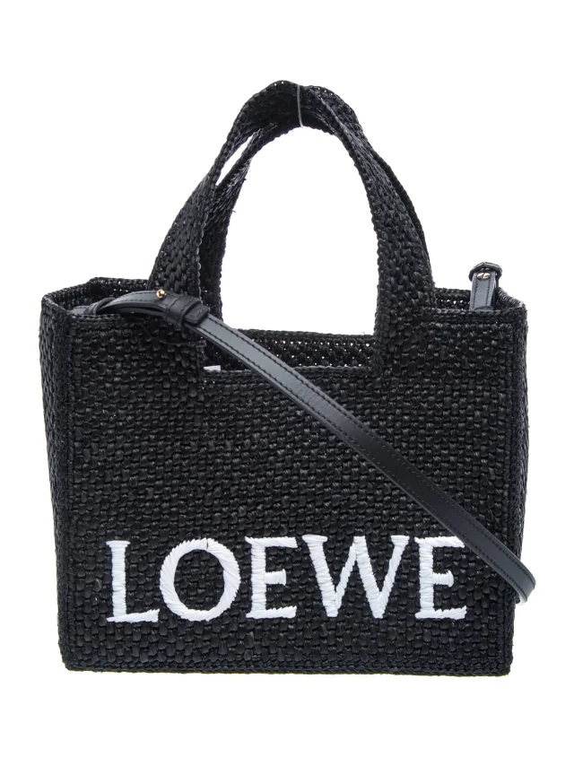 Loewe Raffia Font Tote 2024 w/ Tags in black Raffia from The RealReal