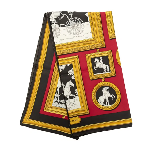 Red Hermès Wedgwood Silk Scarf 90 Scarves in Red Silk from Designer Revival