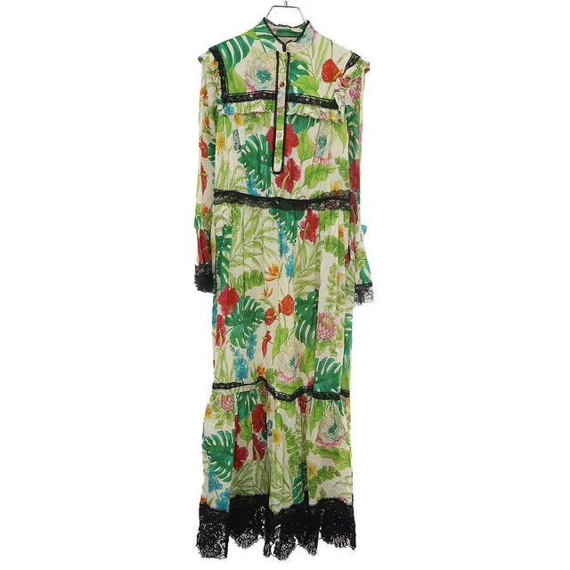 Gucci Floral Maxi Dress Green 38 in Green Nylon from The Reluxe