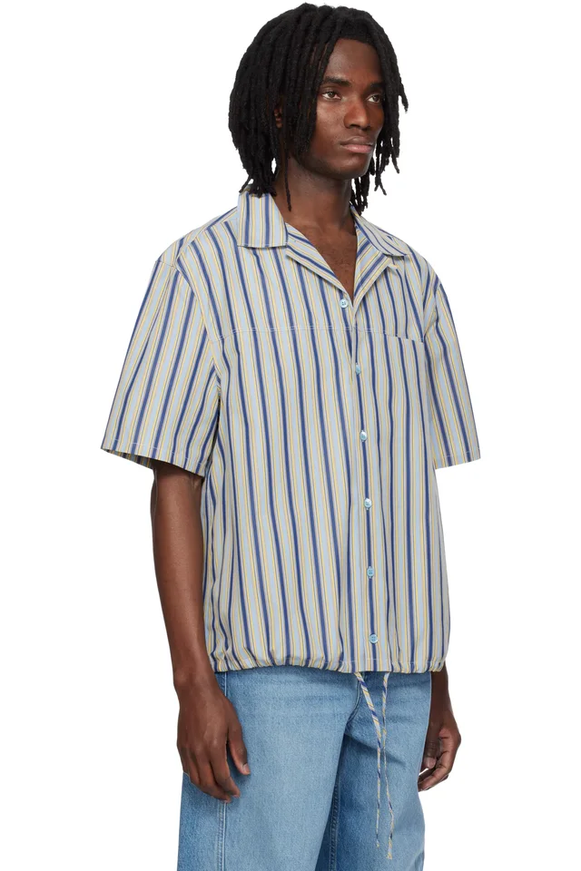 Marni Multicolor Striped Drawstring Hem Cotton Shirt, photo 2 of 4 from SSENSE