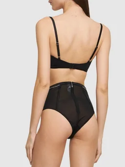 Fleur Du Mal Embellished boned mesh bralette in 78% Polyamide, 22% Elastane, photo 3 of 5 from LUISAVIAROMA