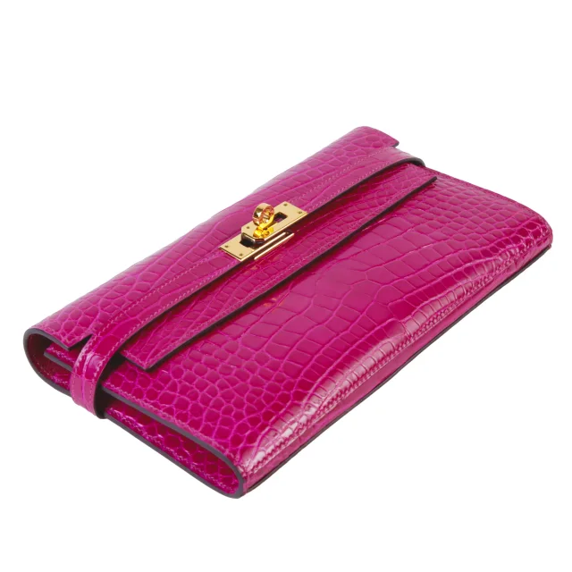 Hermès Kelly Long wallet Rose Scheherazade (J5) in Pink Crocodile from Ginza Xiaoma, photo 3 of 4