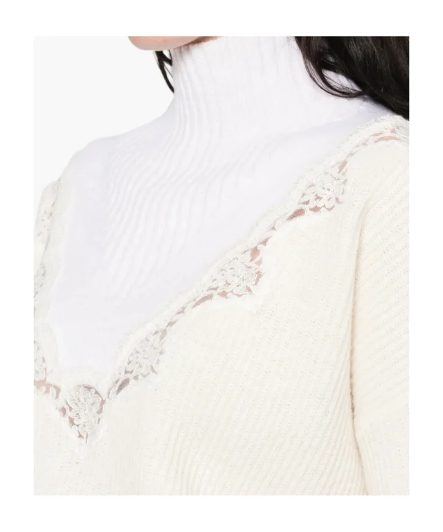 ERMANNO FIRENZE lace-trim mock-neck sweater, photo 5 of 5 from SENSER