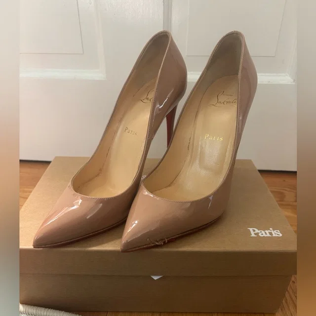 Christian Louboutin Nude Patent Leather Pointed-Toe Pumps Pigalle Follies Size39 in red|pink Patent leather from Poshmark