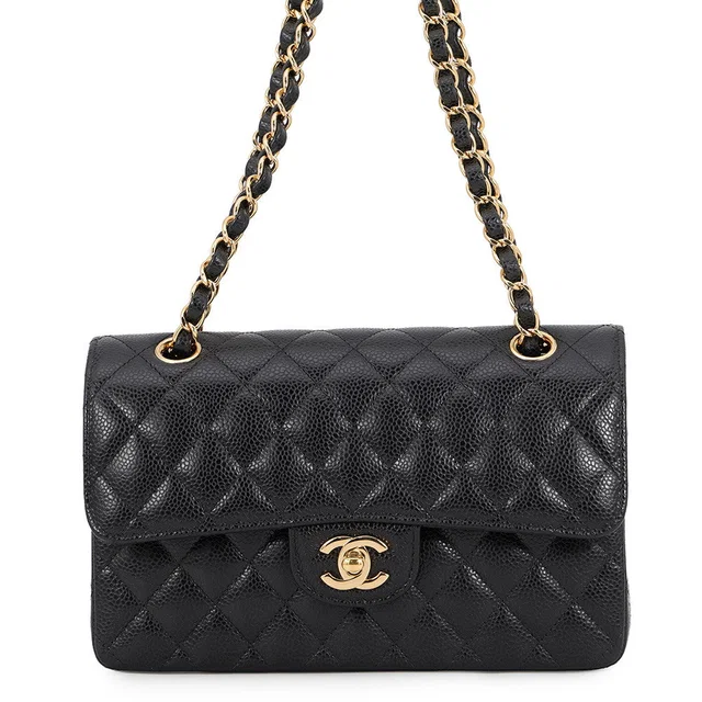 Chanel Matelasse W Flap ChainShoulder Bag BlackA01113 Caviar Leather Size 23 in Caviar leather from GALLERY RARE