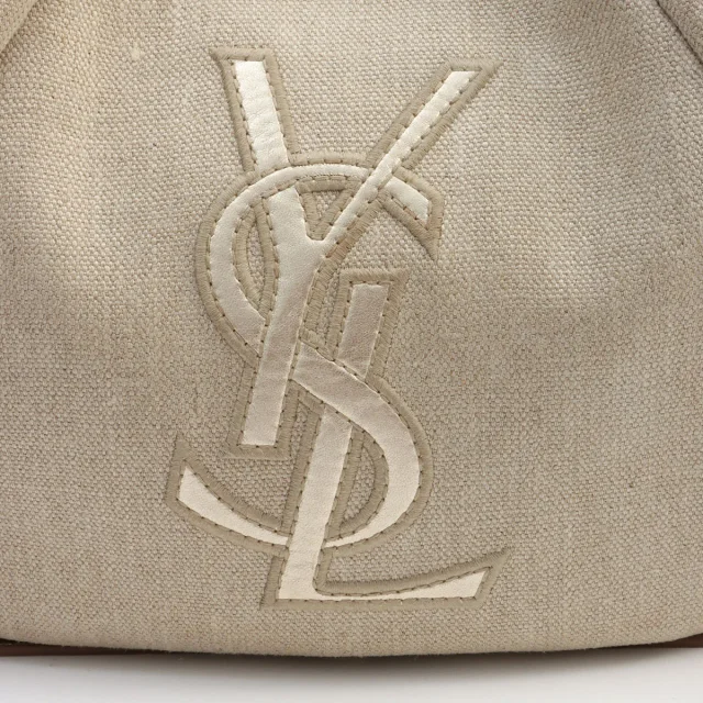 Saint Laurent Mombasa Handbag - Beige in Beige Canvas from VINTAGE QOO TOKYO, photo 11 of 16