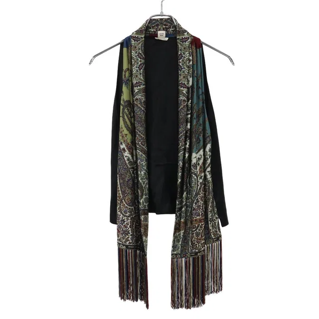 Hermès by Jean Paul Gaultier Paisley Fringe Vest Black Mix 40 in Black from The Reluxe