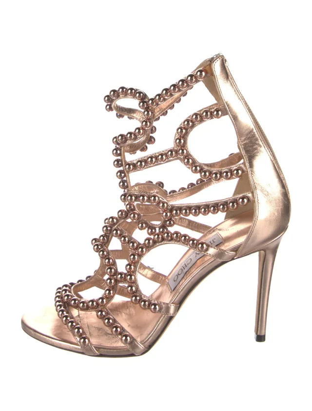 Jimmy Choo Leather Patterned Sandals in pink Leather from The RealReal
