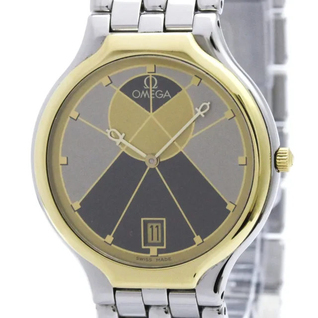 Omega De Ville K18 Gold Steel Quartz Mens Watch 196.0316 Polished in Gray from Elady