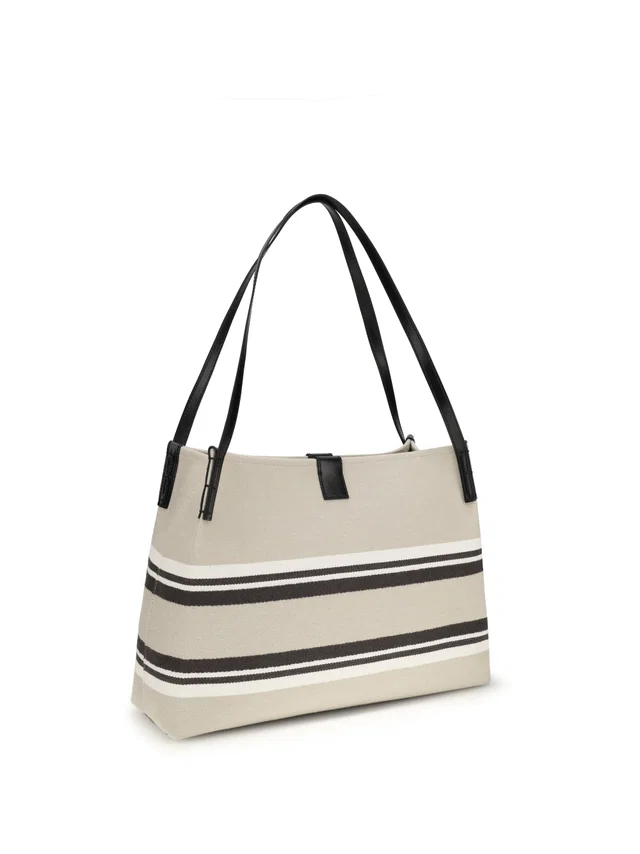 Balmain Release Shoulder Bag — Beige Cotton in Beige Canvas from HEWI