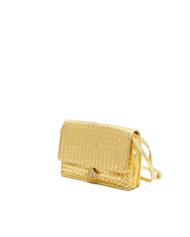 Bottega Veneta Intrecciato Gold Shoulder Bag in Gold Woven leather from A Retro Tale, photo 2 of 9