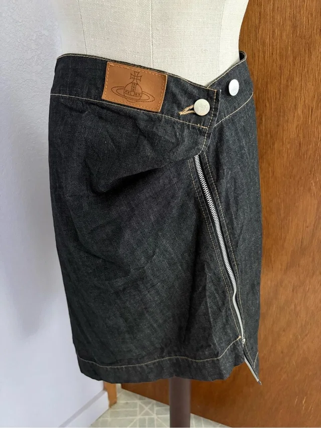 Vivienne Westwood Sz 3 Red Label Denim Skirt Asymmetrical Zipper in blue Denim from Poshmark