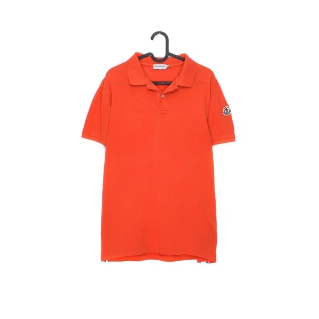 Moncler Maglia Polo Manica Corta Orange Slim Fit T-Shirt, Men's (Size Medium) in orange from Grailed