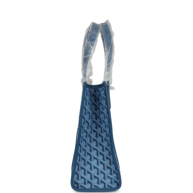 Goyard Goyardine Jacquard Ocean Blue Villette PM Bag in Blue Calfskin from Madison Avenue Couture, photo 3 of 7